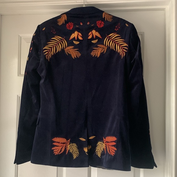 ASOS Men 2pc Blue Velvet Suit Personalized Floral Embroidered Lapel Designer - Picture 6 of 16